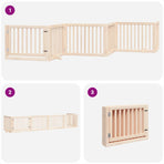 Dog Gate with Door Foldable 6 Panels 480 cm Poplar Wood