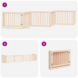 Dog Gate with Door Foldable 6 Panels 480 cm Poplar Wood - 45-Degree Angle