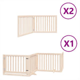 Dog Gate with Door Foldable 8 Panels 640 cm Poplar Wood