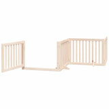 Dog Gate with Door Foldable 8 Panels 640 cm Poplar Wood - Side View