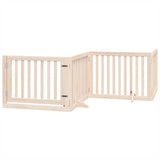 Dog Gate with Door Foldable 8 Panels 640 cm Poplar Wood - Top-Down View