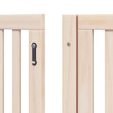 Dog Gate with Door Foldable 8 Panels 640 cm Poplar Wood