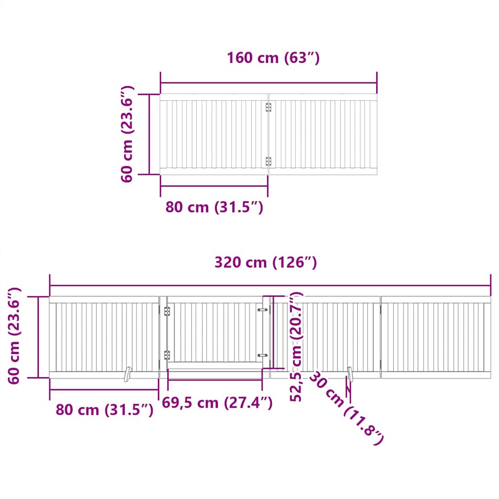 Dog Gate with Door Foldable 8 Panels 640 cm Poplar Wood