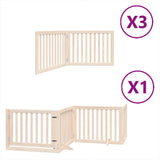 Dog Gate with Door Foldable 10 Panels 800 cm Poplar Wood - Front View