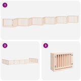 Dog Gate with Door Foldable 12 Panels 960 cm Poplar Wood - 45-Degree Angle