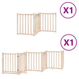 Dog Gate with Door Foldable 9 Panels 450 cm Poplar Wood