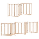 Dog Gate with Door Foldable 9 Panels 450 cm Poplar Wood - Side View