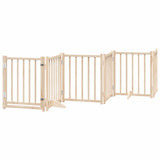 Dog Gate with Door Foldable 9 Panels 450 cm Poplar Wood - Top-Down View