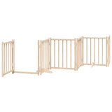 Dog Gate with Door Foldable 9 Panels 450 cm Poplar Wood