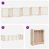 Dog Gate with Door Foldable 9 Panels 450 cm Poplar Wood - Rear View