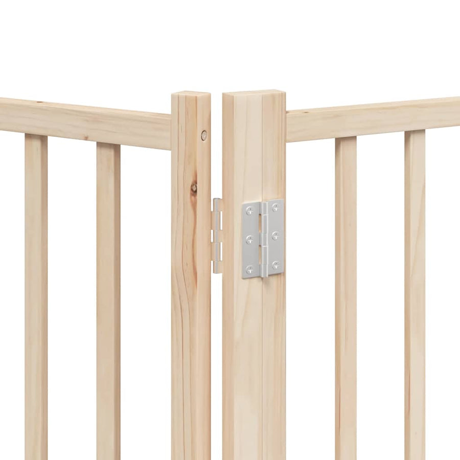 Dog Gate with Door Foldable 9 Panels 450 cm Poplar Wood