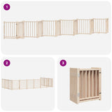 Dog Gate with Door Foldable 12 Panels 600 cm Poplar Wood - Rear View