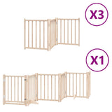 Dog Gate with Door Foldable 15 Panels 750 cm Poplar Wood - Front View
