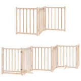 Dog Gate with Door Foldable 15 Panels 750 cm Poplar Wood