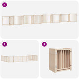 Dog Gate with Door Foldable 15 Panels 750 cm Poplar Wood - Rear View