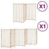 Dog Gate with Door Foldable 9 Panels 450 cm Poplar Wood - Front View