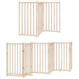Dog Gate with Door Foldable 9 Panels 450 cm Poplar Wood - Side View