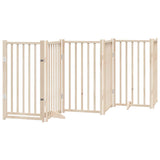 Dog Gate with Door Foldable 9 Panels 450 cm Poplar Wood - Top-Down View