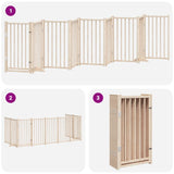 Dog Gate with Door Foldable 9 Panels 450 cm Poplar Wood