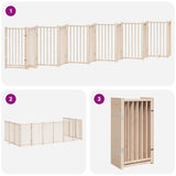 Dog Gate with Door Foldable 12 Panels 600 cm Poplar Wood - Rear View