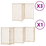 Dog Gate with Door Foldable 15 Panels 750 cm Poplar Wood - Front View