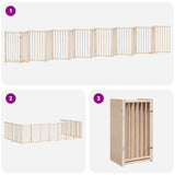 Dog Gate with Door Foldable 15 Panels 750 cm Poplar Wood