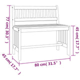 Garden Bench 80 cm Solid Wood Eucalyptus