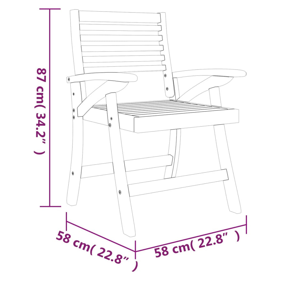 Garden Chairs 2 pcs 58x58x87 cm Solid Wood Acacia
