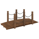 Garden Bridge with Chain Railings 150x67x56cm Solid Wood Spruce - Front View