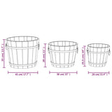 3 Piece Wooden Bucket Planter Set Solid Wood Fir - Rear View