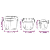 3 Piece Wooden Bucket Planter Set Solid Wood Fir - Rear View