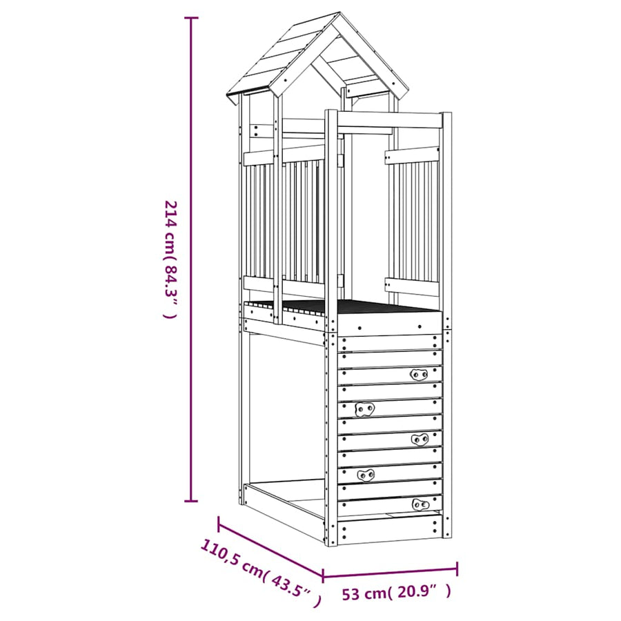 Play Tower with Rockwall 53x110,5x214 cm Solid Wood Douglas