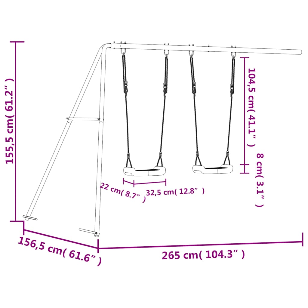 Play Swings 2 pcs Blue 265x156.5x155.5 cm Polypropylene