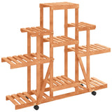 Flower Stand with Wheels 110x25x101 cm Solid Wood Fir - Front View