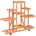 Flower Stand with Wheels 110x25x101 cm Solid Wood Fir