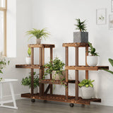 Flower Stand with Wheels 110x25x78 cm Solid Wood Fir - Side View