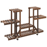 Flower Stand with Wheels 110x25x78 cm Solid Wood Fir - Top-Down View