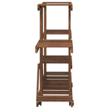 Flower Stand with Wheels 110x25x78 cm Solid Wood Fir - Rear View