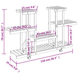 Flower Stand with Wheels 110x25x78 cm Solid Wood Fir