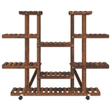 Flower Stand with Wheels 110x25x115 cm Solid Wood Fir