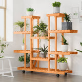 Flower Stand with Wheels 110x25x115 cm Solid Wood Fir - Side View