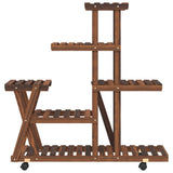 Flower Stand with Wheels 95x25x101 cm Solid Wood Fir - Top-Down View