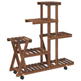 Flower Stand with Wheels 95x25x101 cm Solid Wood Fir - Rear View