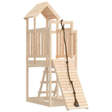 Playhouse with Climbing Wall Solid Wood Pine - Front View