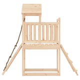 Playhouse with Climbing Wall Solid Wood Pine - Rear View