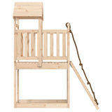 Playhouse with Climbing Wall Solid Wood Pine - Rear View