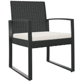 Garden Dining Chairs 2 pcs Black PP Rattan - Front View