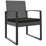 Garden Dining Chairs 2 pcs Dark Grey PP Rattan - Front View