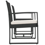 3 piece Garden Dining Set with Cushions Black PP Rattan