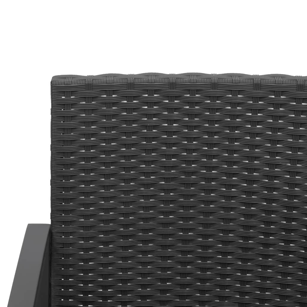 3 piece Garden Dining Set with Cushions Black PP Rattan